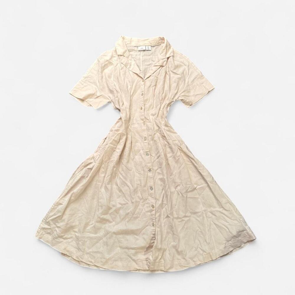 Halston cream button up dress
